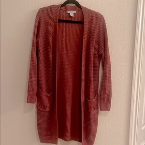 (3 for $19) Expressions Women's Open Front Cardigan - brick red color